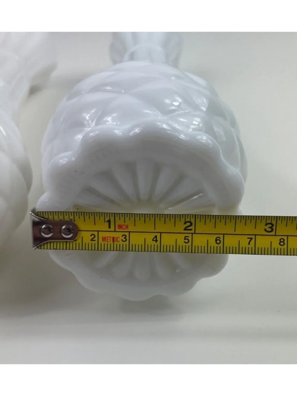 Vintage Anchor Hocking White Milk Glass Pineapple Bud Vase 9” Tall Set of 2